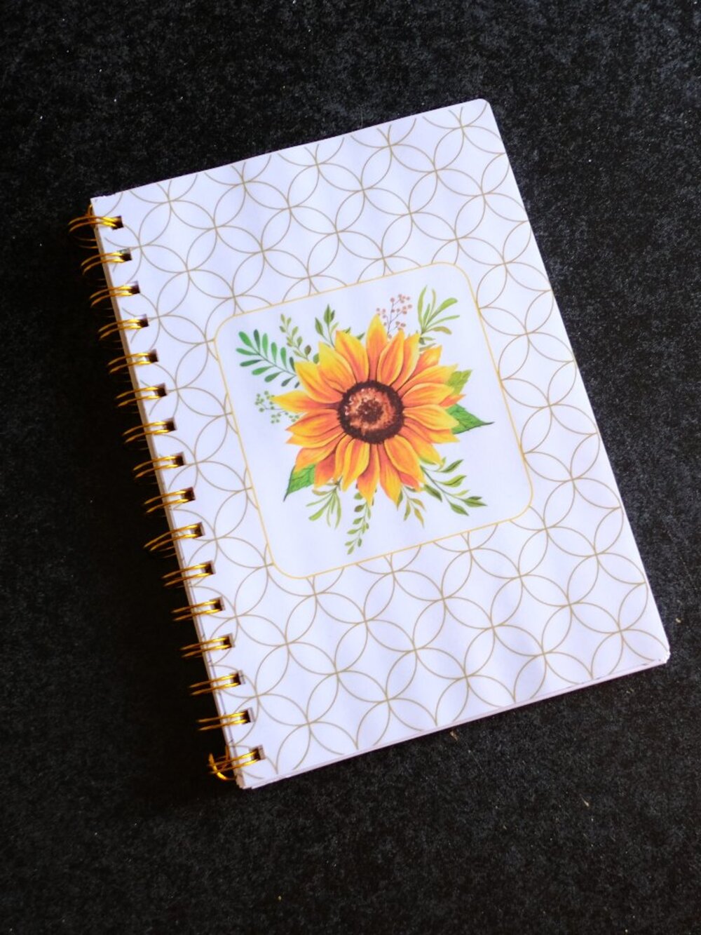 Handmade Beautiful Daily Planner Bound Notebook, gift, sunflower, flower, affirm
